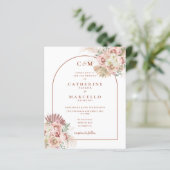 Budget Pampas Gras Monogram Huwelijksuitnodiging (Staand voorkant)