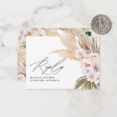 budget pampas gras natuurlijke roze bruiloft RSVP Notitiekaartje (Voorkant / Achterkant in situ)