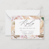 budget pampas gras natuurlijke roze bruiloft RSVP Notitiekaartje (Achterkant)