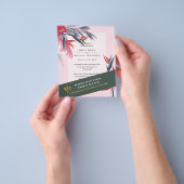 BUDGET Pampas Gras Tropisch Roze Trouw Uitnodiging Flyer (Hand)
