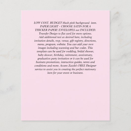 BUDGET Pampas Gras Tropisch Roze Trouw Uitnodiging Flyer (Achterkant)