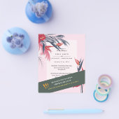 BUDGET Pampas Gras Tropisch Roze Trouw Uitnodiging Flyer (Enkel)