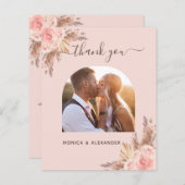 Budget pampas grasfoto's blush bruiloft bedankt (Voorkant / Achterkant)