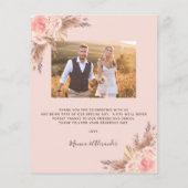 Budget pampas grasfoto's blush bruiloft bedankt (Achterkant)