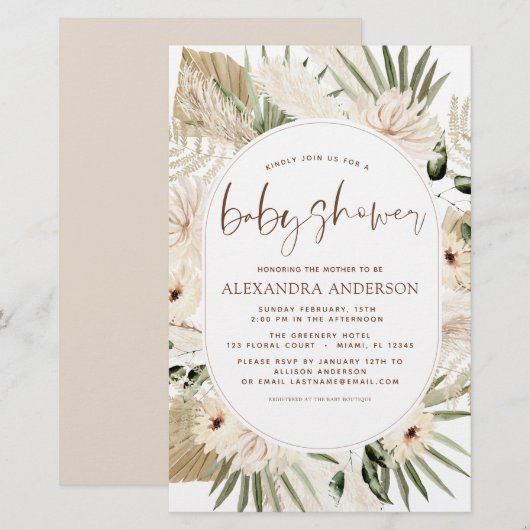 Budget Pampas Grass Baby shower Boho Eucalyptus (Voorkant / Achterkant)