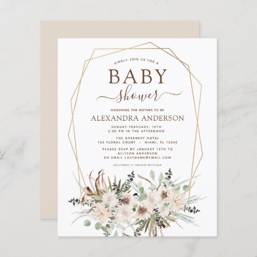 Budget Pampas Grass Baby shower Boho Eucalyptus (Voorkant / Achterkant)