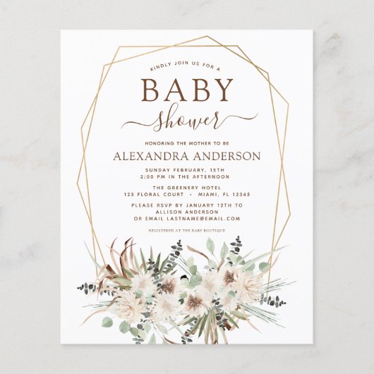 Budget Pampas Grass Baby shower Boho Eucalyptus (Voorkant)