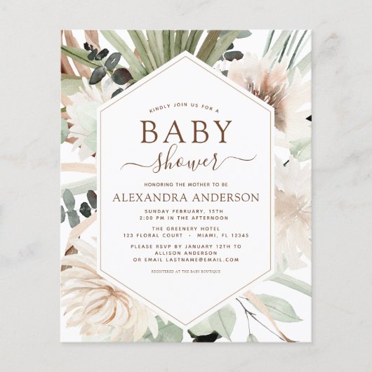 Budget Pampas Grass Baby shower Boho Eucalyptus (Voorkant)