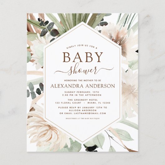 Budget Pampas Grass Baby shower Boho Eucalyptus Flyer (Voorkant)