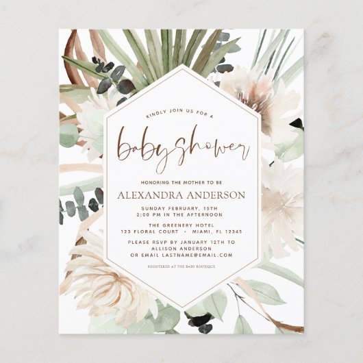 Budget Pampas Grass Baby shower Boho Eucalyptus Flyer (Voorkant)