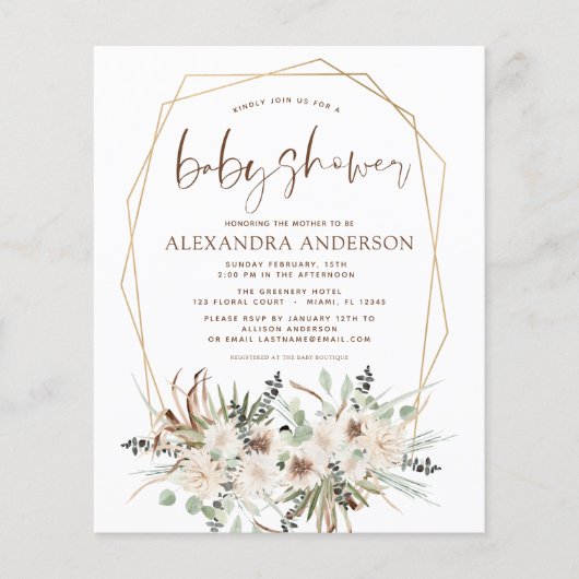 Budget Pampas Grass Baby shower Boho Eucalyptus Flyer (Voorkant)