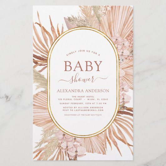 Budget Pampas Grass Bohemian Boho Baby shower (Voorkant)