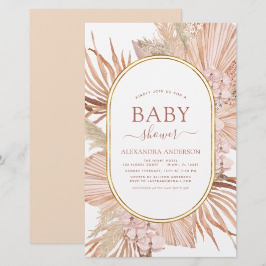 Budget Pampas Grass Bohemian Boho Baby shower (Voorkant / Achterkant)