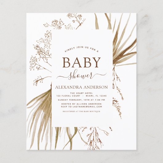 Budget Pampas Grass Bohemian Boho Baby shower (Voorkant)