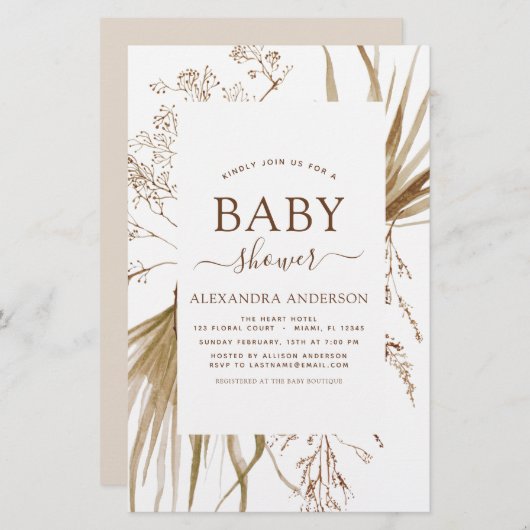 Budget Pampas Grass Bohemian Boho Baby shower (Voorkant / Achterkant)