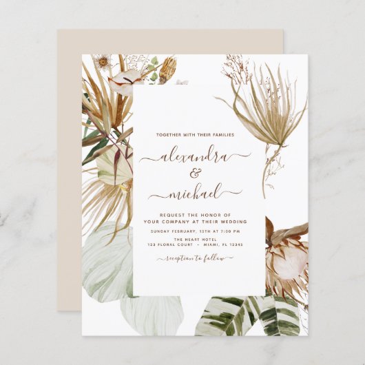 Budget Pampas Grass Bohemian Boho Tropical Wedding (Voorkant / Achterkant)