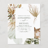 Budget Pampas Grass Bohemian Boho Tropical Wedding Flyer (Voorkant)