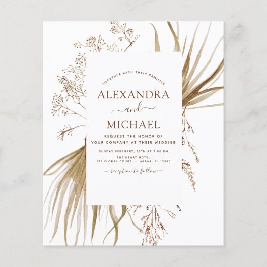 Budget Pampas Grass Bohemian Boho Wedding Flyer (Voorkant)