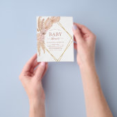 Budget Pampas Grass Boho Baby shower Uitnodiging Flyer (Hand)