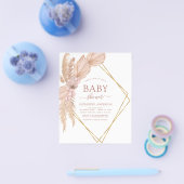 Budget Pampas Grass Boho Baby shower Uitnodiging Flyer (Enkel)
