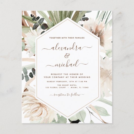Budget Pampas Grass Boho Eucalyptus Wedding Flyer (Voorkant)