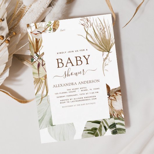 Budget Pampas Grass Boho Tropical Baby shower Flye Flyer