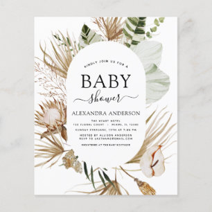 Budget Pampas Grass Boho Tropisch Baby shower Flyer