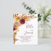 Budget Pampas Grass Floral Boho Wedding Invite (Staand voorkant)