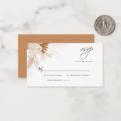 Budget Pampas Grass Floral Wedding RSVP Kaart Notitiekaartje (Voorkant / Achterkant in situ)
