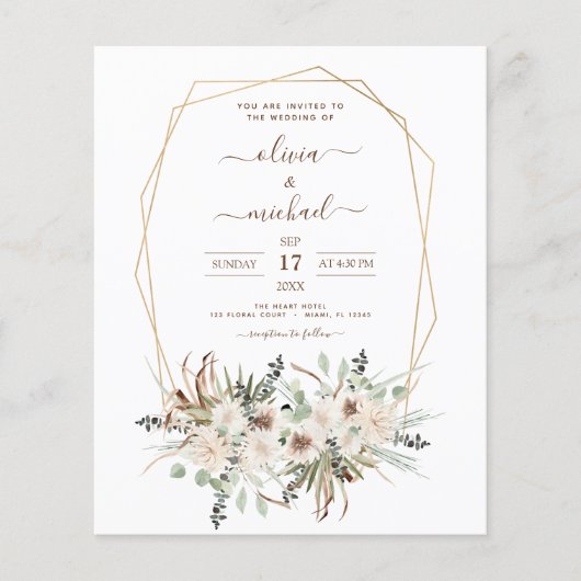 Budget Pampas Grass Foto Boho Wedding Flyer (Voorkant)