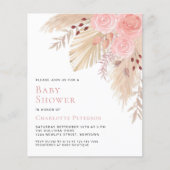 Budget Pampas Grass Girl's Baby shower Uitnodiging (Voorkant)