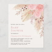 Budget Pampas Grass Girl's Baby shower Uitnodiging (Voorkant)