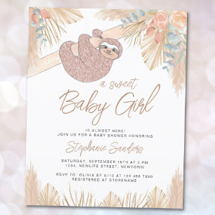 Budget Pampas Grass Girl's Baby shower Uitnodiging