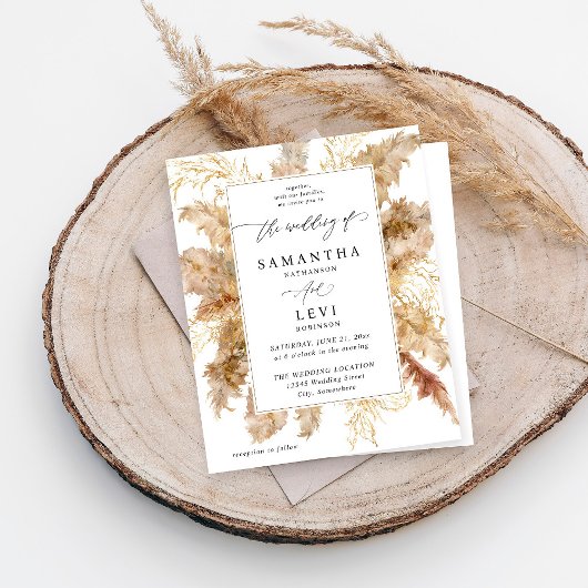 Budget Pampas Grass & Gold Boho Wedding