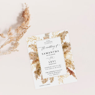 Budget Pampas Grass & Gold Boho Wedding Flyer