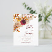 Budget Pampas Grass Herfst Foliage Wedding Invite (Staand voorkant)