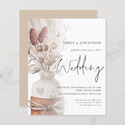 Budget Pampas Grass Overlay QR Code Weddenschap Ui (Voorkant / Achterkant)