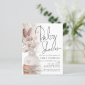 Budget Pampas Grass Script Baby shower Invite (Staand voorkant)