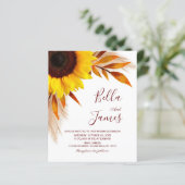 Budget Pampas Grass Sunflower Wedding Invitting (Staand voorkant)