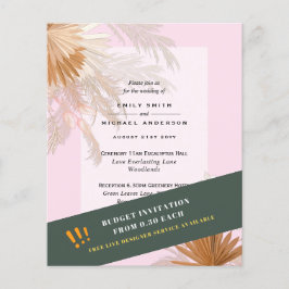 BUDGET Pampas Grass Terracotta Pink Wedding Invite Flyer