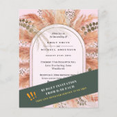 BUDGET Pampas Grass Terracotta Pink Wedding Invite Flyer (Voorkant)
