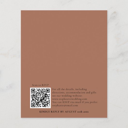 Budget Pampas Grass Terracotta QR Wedding Invite (Achterkant)