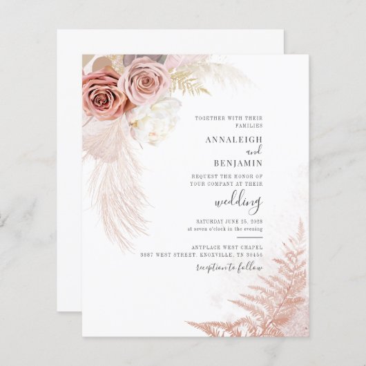 Budget Pampas Grass Terracotta Tan Boho Wedding (Voorkant / Achterkant)