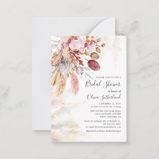 Budget Pampas Grass Terracotta Vrijgezellenfeest Notitiekaartje (Voorkant)