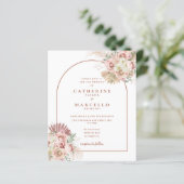 Budget Pampas Grass Terracotta Wedding Uitnodiging (Staand voorkant)