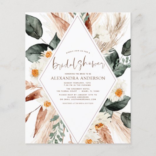 Budget Pampas Grass Vrijgezellenfeest Boho Eucalyp Flyer (Voorkant)