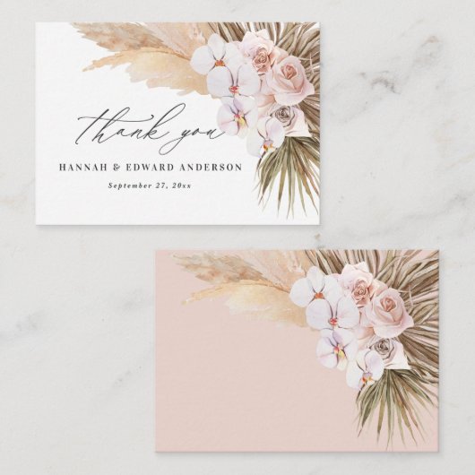 budget pampas grassen botanische bruiloft bedankt notitiekaartje (Voorkant / Achterkant)