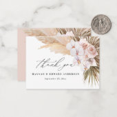 budget pampas grassen botanische bruiloft bedankt notitiekaartje (Voorkant / Achterkant in situ)