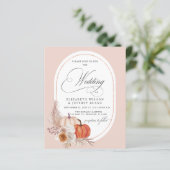 Budget Pampas Pumpkin Fall bruiloft uitnodiging (Staand voorkant)