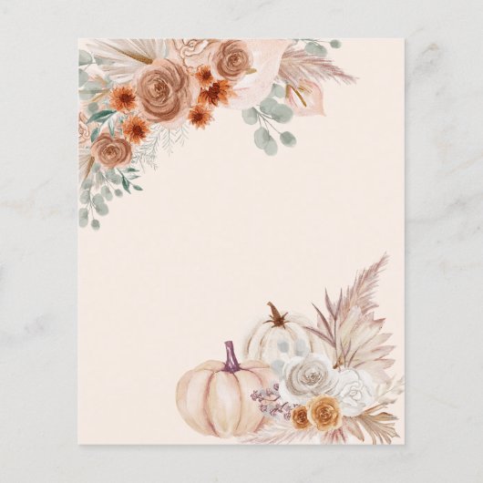 Budget Pampas Pumpkin Fall bruiloft uitnodiging (Achterkant)